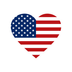 USA flag heart shape icon