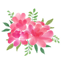 pink flowers border watercolor illustration