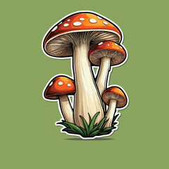 Lactarius delicious mushroom kawaii cartoon sticker