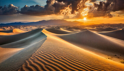 sand dunes with dramatic sunset - 742891266