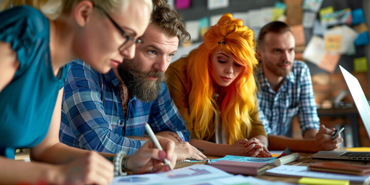 photo of creative managers crew at a marketing comany business people, designer working with new startup project in officephoto of creative managers crew at a marketing comany business people, designe