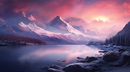 A photo of a mountain lake