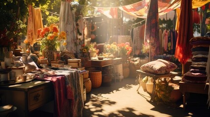 A photo of a bohemian outdoor market