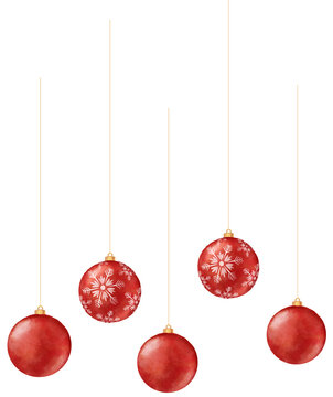Decora&ccedil;&atilde;o de natal bolas de natal decoradas aquarela