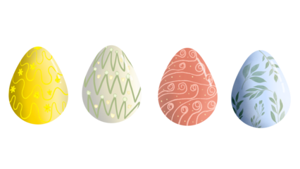close up of colorful painted and colored easter eggs to celebrate easter monday isolated transparent background png