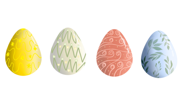 close up of colorful painted and colored easter eggs to celebrate easter monday isolated transparent background png