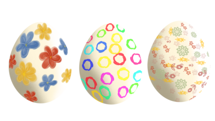 close up of colorful painted and colored easter eggs to celebrate easter monday isolated transparent background png