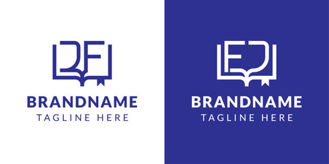 Letters JF and FJ Book Logo, suitable for business related to book with FJ or JF initials