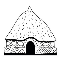 Hut house black white art sketch illustration vector