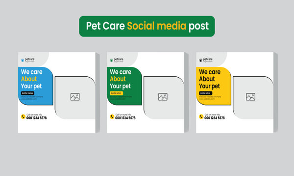 Pet care service social media post Template or web banner template