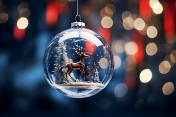 illustration of christmas snow globe, Christmas bubble with christmas tree and snow inside...