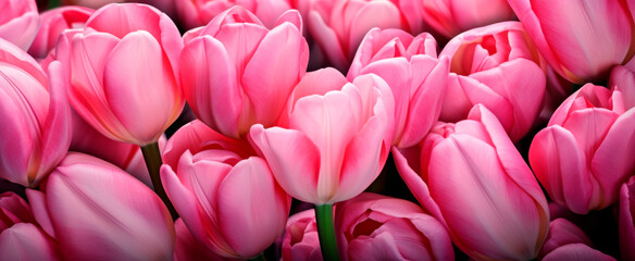 Fototapeta premium Vibrant pink tulips in bloom, symbolizing spring's arrival and natural beauty