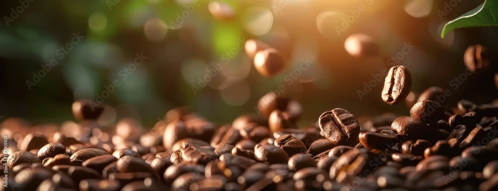 Wall mural Coffee Beans: A Macro Perspective on Aromatic Roasts and Energizing Brews