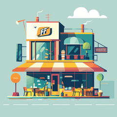 Cafe building concept. Vector flat graphic design