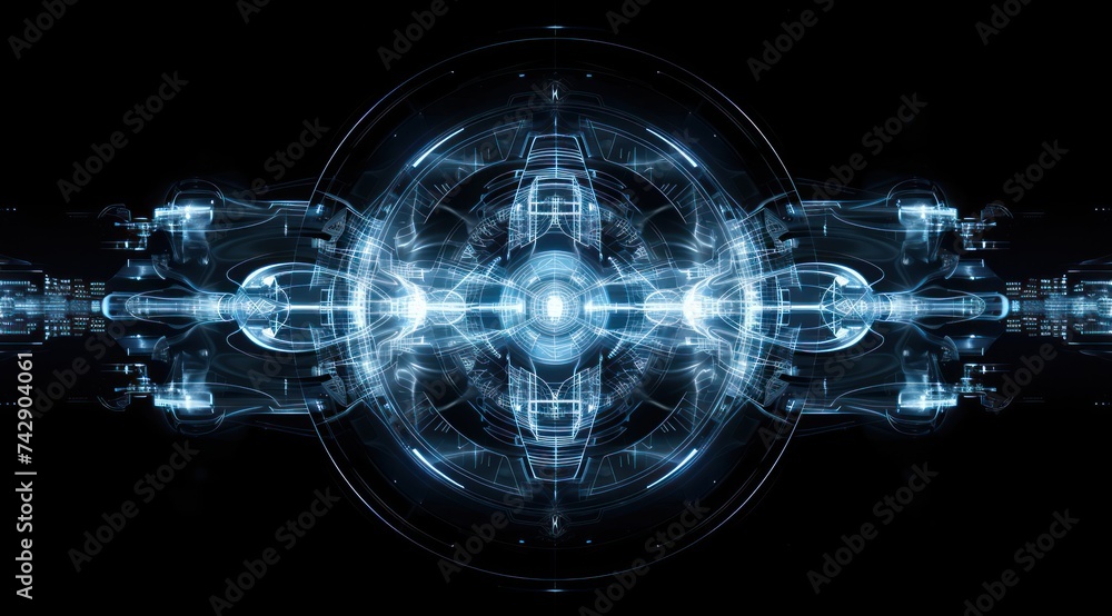 Poster digital innovation, the image captures a futuristic landscape of abstract technology, where lines an
