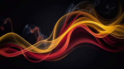 Obraz premium Yellow and red smokes flowing on dark background 