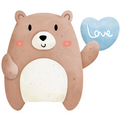 Bear mother day watercolor so cute 