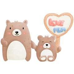 Bear mother day watercolor so cute 