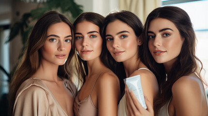 Obraz premium Beautiful girls with clean and fresh skin 