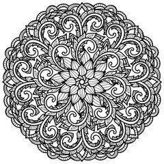 Colouring page 367, hand drawn, vector. Mandala 310, ethnic, swirl pattern, object isolated on white background.