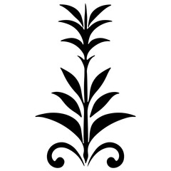 Simple ornament Border, outline, silhouette Decorative Hand drawn symbols frames minimal shapes plant flower line stroke.