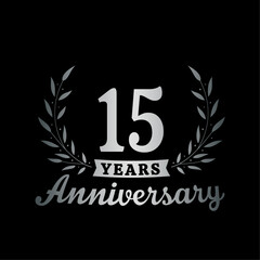 Celebrating 15 years anniversary logo design template. 15th anniversary celebrations logotype. Vector and illustrations.