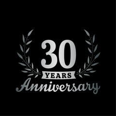 Obraz premium Celebrating 30 years anniversary logo design template. 30th anniversary celebrations logotype. Vector and illustrations.
