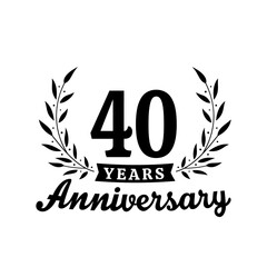 Celebrating 40 years anniversary logo design template. 40th anniversary celebrations logotype. Vector and illustrations.