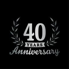 Celebrating 40 years anniversary logo design template. 40th anniversary celebrations logotype. Vector and illustrations.