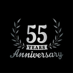 Celebrating 55 years anniversary logo design template. 55th anniversary celebrations logotype. Vector and illustrations.