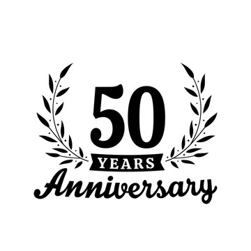 Celebrating 50 years anniversary logo design template. 50th anniversary celebrations logotype. Vector and illustrations.