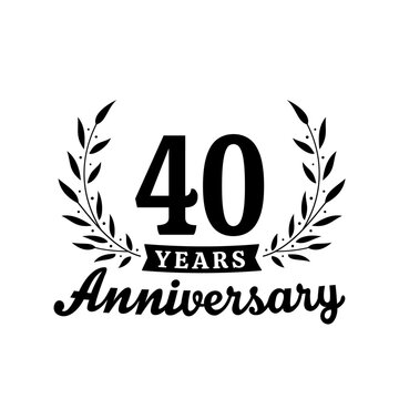 Celebrating 40 years anniversary logo design template. 40th anniversary celebrations logotype. Vector and illustrations.