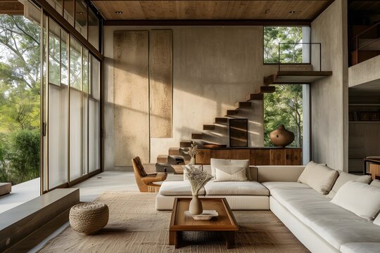 Interior design of the living room in a minimalist style