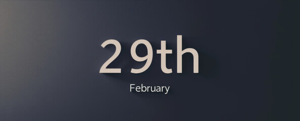 Cinematic look with typography for 29th February on a dark background