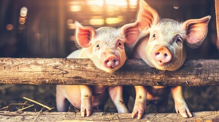 Piglets in the village. Piglets frolicking on the farm