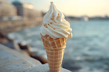 ice cream cone on a beautiful background

