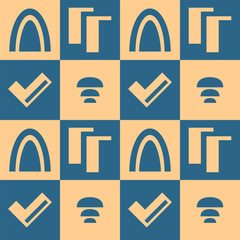 Playful geometric shapes seamless patterns in brutalism style.
