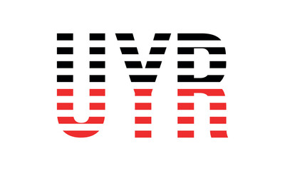 UYR three initial letter iconic line negative space minimal logo design vector template. monogram, abstract, wordmark, business, typography, minimalist, brand, company, flat, modern, unique, simple