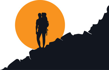 Silhouette of a mountain climber