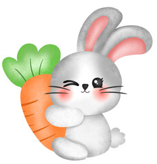Cute bunny rabbit with carrot clipart