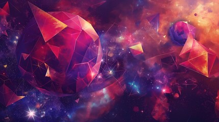 A digital art background that captures the vastness of space through geometric shapes