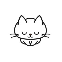 座ってお辞儀をする白猫