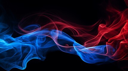 Blue and red smoke on black background