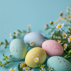 Fototapeta na wymiar Easter eggs in pastel colors.