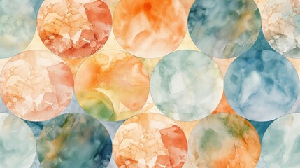 A digital pattern inspired by artisan tiles, with each segment featuring unique watercolor designs, blending traditional motifs with the unpredictable beauty of watercolor textures. 8k