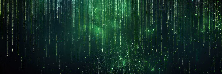 Green binary code data stream on digital technology background. Background for technological processes, science, presentations, etc