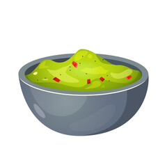 Mexican guacamole dish in bowl.