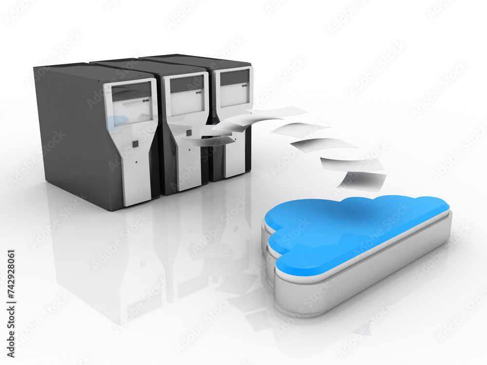 Poster 3d rendering database storage network concept