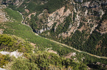 The Verdon Gorge and canyon Sainte Croix du Verdon in the Verdon Natural Regional Park, France. Panoramic view at sunny day.

