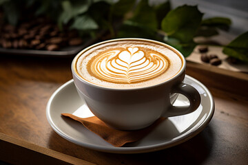 Tasty latte coffee prepared professional barista generative AI concept